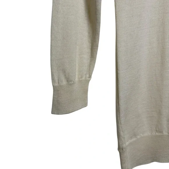 J CREW Sweater Women 3/4 Sleeve 100% Merino Wool Knit Cream Sz XXS Minimalist - Picture 5 of 9